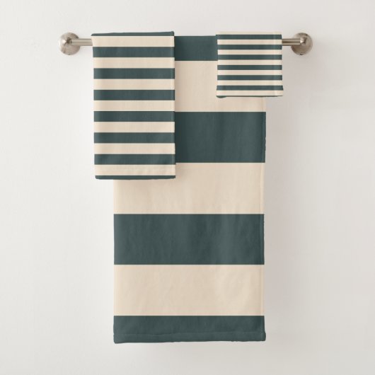 Motif rayé blanc cassé vert-foncé chic (En situation)