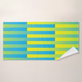 Motif rayé bleu jaune vert (Serviette de bain)