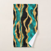 Motif rayé de tigre sarcelle or de luxe (Serviette à main)