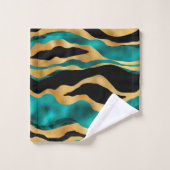 Motif rayé de tigre sarcelle or de luxe (Gant de toilette)