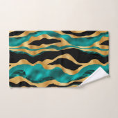 Motif rayé de tigre sarcelle or de luxe (Serviette à main)