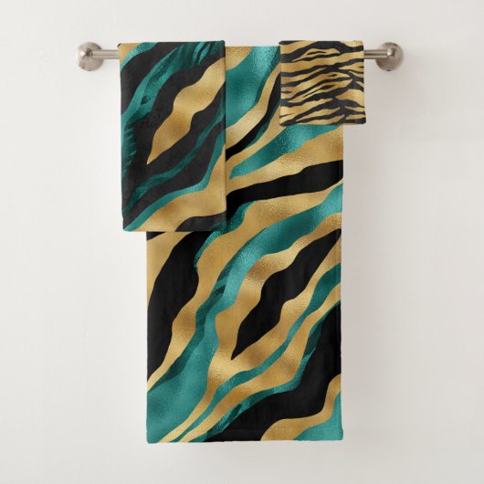 Motif rayé de tigre sarcelle or luxe (En situation)