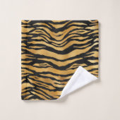 Motif rayé de tigre sarcelle or luxe (Gant de toilette)