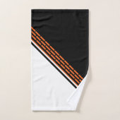 Motif rayé moderne noir blanc orange (Serviette à main)