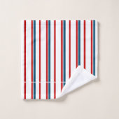 Motif rayé rouge et bleu (Gant de toilette)