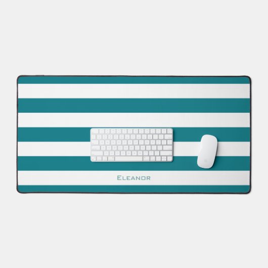 Motif rayé sarcelle foncée avec nom (Clavier et souris)
