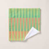 Motif rayé vert orange (Gant de toilette)