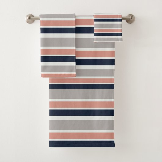 Motif rayures côtier gris bleu marine rose (En situation)