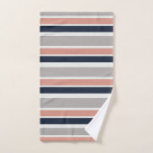 Motif rayures côtier gris bleu marine rose (Serviette à main)