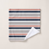 Motif rayures côtier gris bleu marine rose (Gant de toilette)