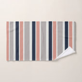 Motif rayures côtier gris bleu marine rose (Serviette à main)