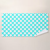 Motif rayures diamant arlequin blanc sarcelle (Serviette de bain)