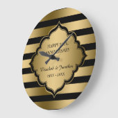 Motif Rayures Dorées Et Cadre Grande Horloge (Angle)