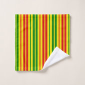 Motif rayures jaune rouge vert   (Gant de toilette)