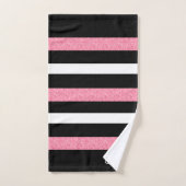 Motif Rayures Noir & Blanc avec Accent de Rayure R (Serviette à main)