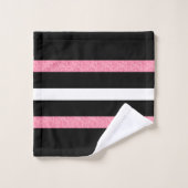Motif Rayures Noir & Blanc avec Accent de Rayure R (Gant de toilette)