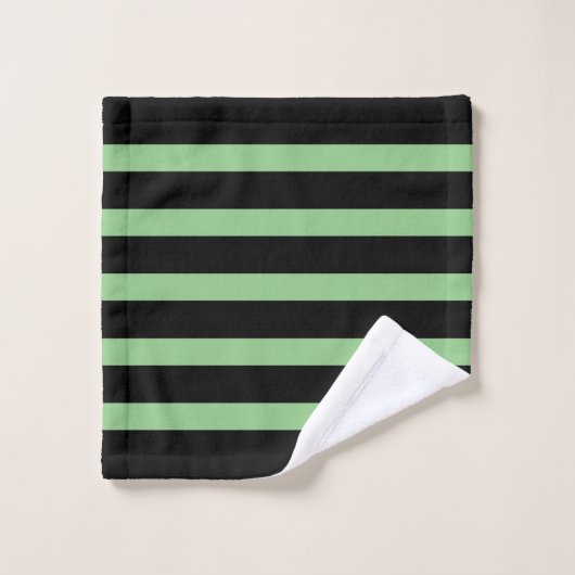 Motif rayures noir et vert (Gant de toilette)