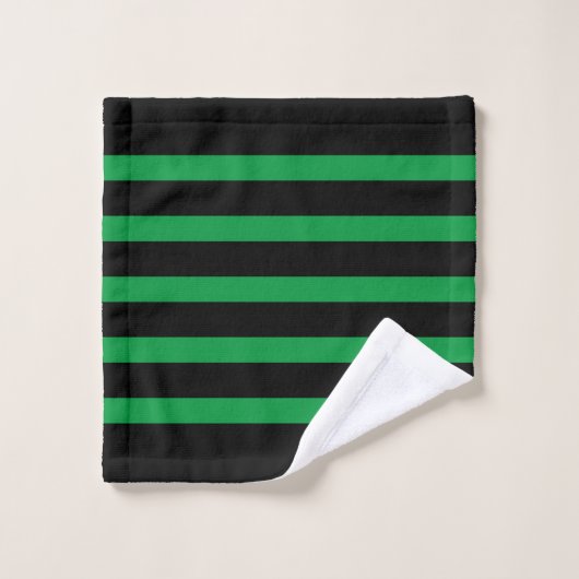 Motif rayures noir et vert (Gant de toilette)