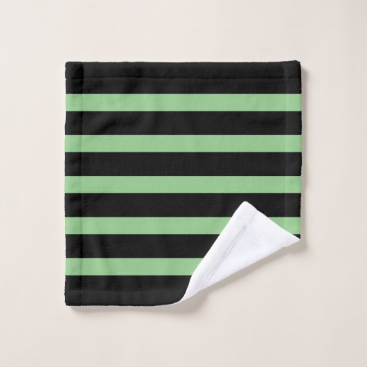 Motif rayures noir et vert (Gant de toilette)