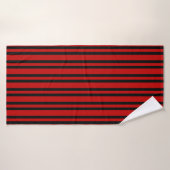 Motif Rayures Rouges Noires (Serviette de bain)
