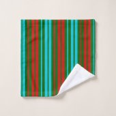 Motif rayures vert rouge bleu (Gant de toilette)