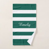 Motif rayures vertes blanches élégant moderne Nom (Serviette à main)