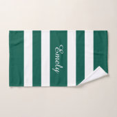 Motif rayures vertes blanches élégant moderne Nom (Serviette à main)