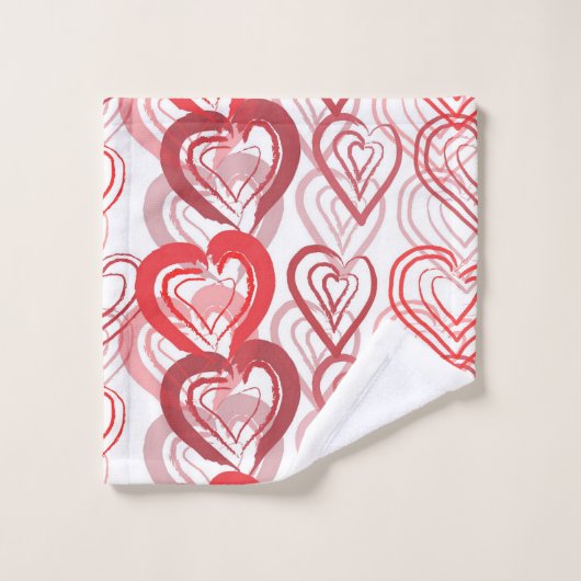 Motif Red Doodle Hearts (Gant de toilette)