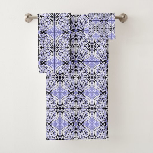 Motif Répété Abstrait Bouclé Blanc Noir Violet  (En situation)