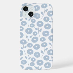 Motif répété de fleurs floues bleu sur blanc