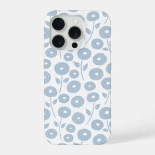 Motif Répété Fleur Floue Bleu sur Blanc