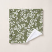 Motif Répétitif de Branche d'Olivier Vert (Gant de toilette)