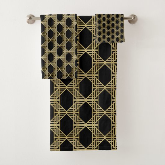Motif rétro chic diamant Art déco noir doré (En situation)