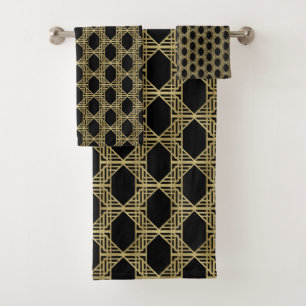 Motif Rétro Chic Diamant Décor Art Déco Noir Or