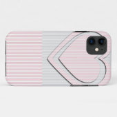 Motif rétro Coeur rose rayé #1 - coque iphone (Dos (Horizontal))