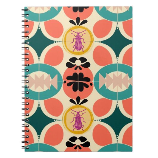 Motif Rétro Coléoptère | Journal de Notes (Devant)