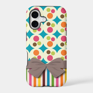 motif rétro funky à pois et rayures avec faux nœud