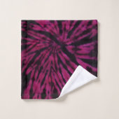 Motif Rétro Hippie Violet Rose Noir Tie-Dye (Gant de toilette)
