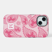 Motif rétro moderne Monogram Pink Paisley (Verso Horizontal)