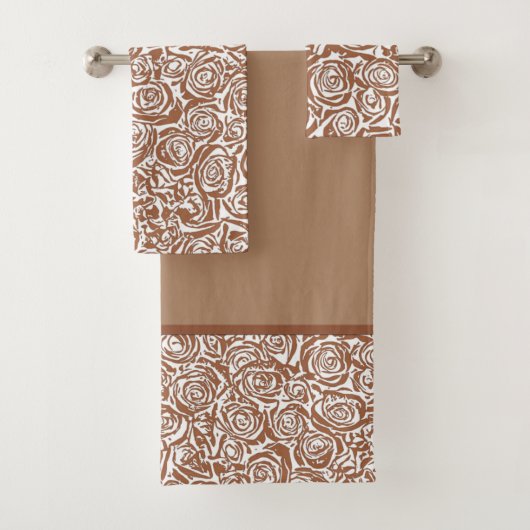 Motif Rose Abstrait moderne, Taupe Tan et Blanc (En situation)