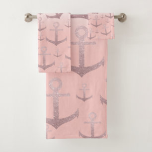 Motif rose d'ancre de parties scintillantes d'or