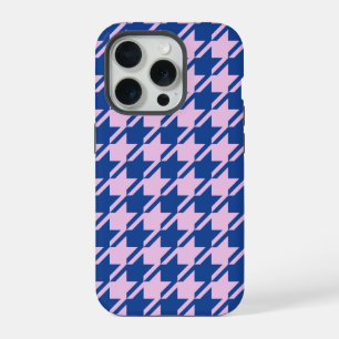 Motif rose et bleu en pied-de-poule
