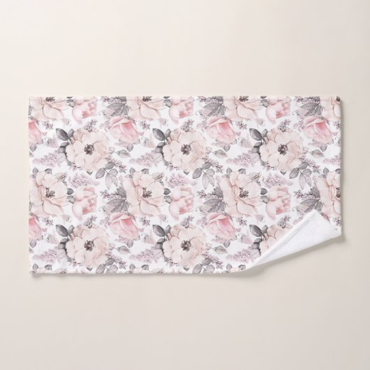 Motif rose et gris classique (Serviette à main)