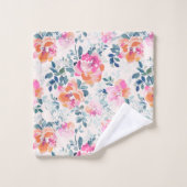 Motif rose et Turquoise (Gant de toilette)