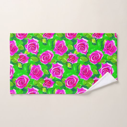 Motif Rose Fuchsia Pink (Serviette à main)