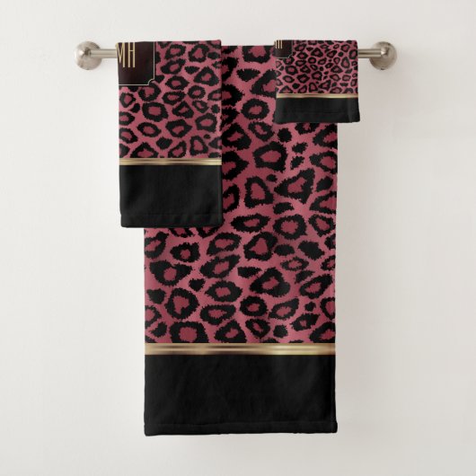 Motif rose Gold et Black Leopard avec Monogramme (En situation)