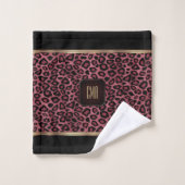 Motif rose Gold et Black Leopard avec Monogramme (Gant de toilette)