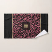 Motif rose Gold et Black Leopard avec Monogramme (Serviette à main)