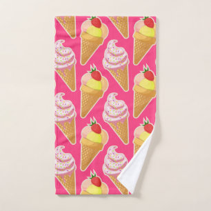 Motif rose Kawaii avec crème glacée aux fraises