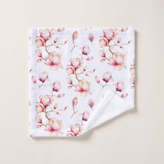 Motif rose Magnolia {choisissez votre couleur} (Gant de toilette)
